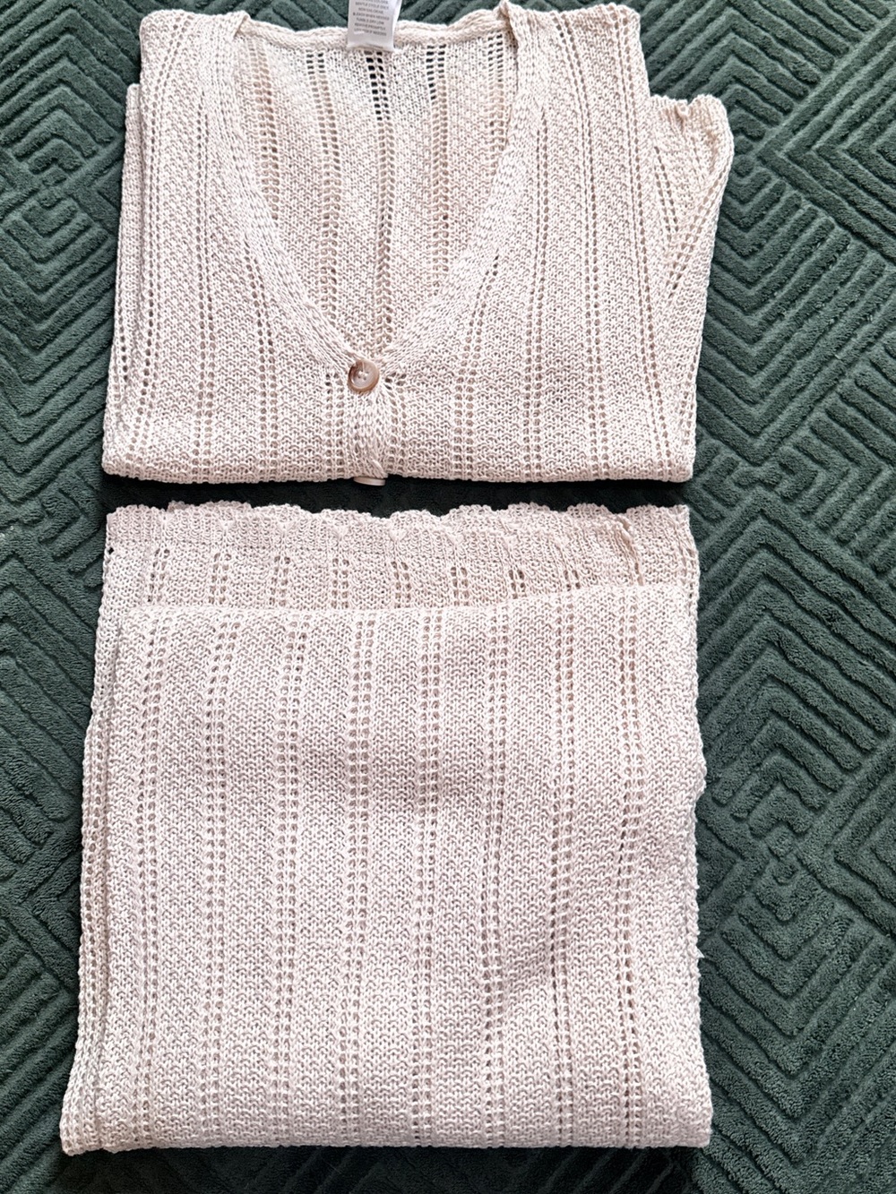 Soft Knit Women's  swim cover up knit Set - Cream V-Neck Top & Skirt